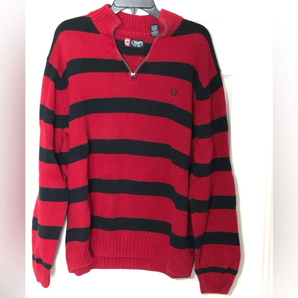 Chaps Sweater XL Red W/zip collar